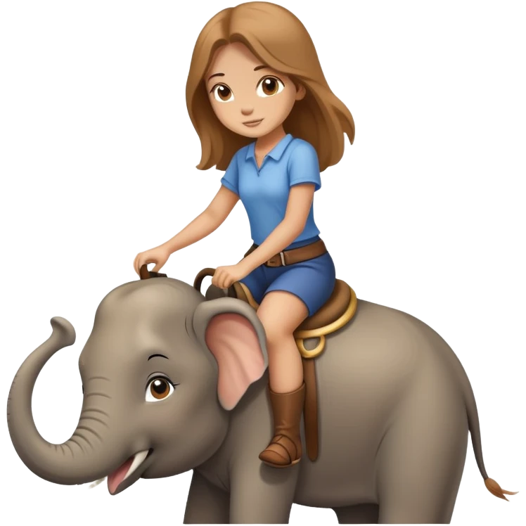 light brown long hair girl riding elephant  emoji