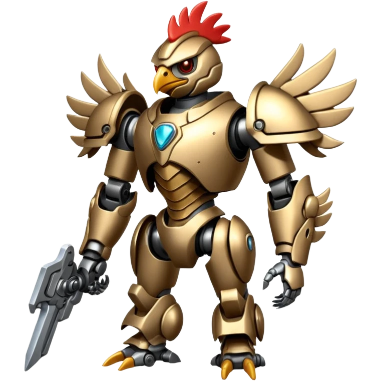 Mecha battle chicken humanoid creature but more human than chicken emoji