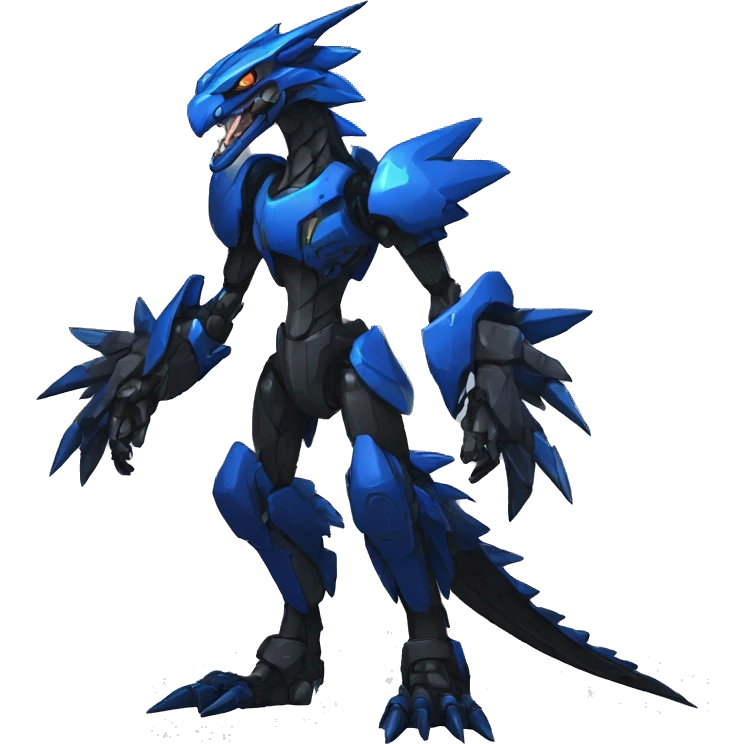 Cool Edgy Black Blue Digimon-Fakemon-Raptor-Dragon-Mecha full body emoji