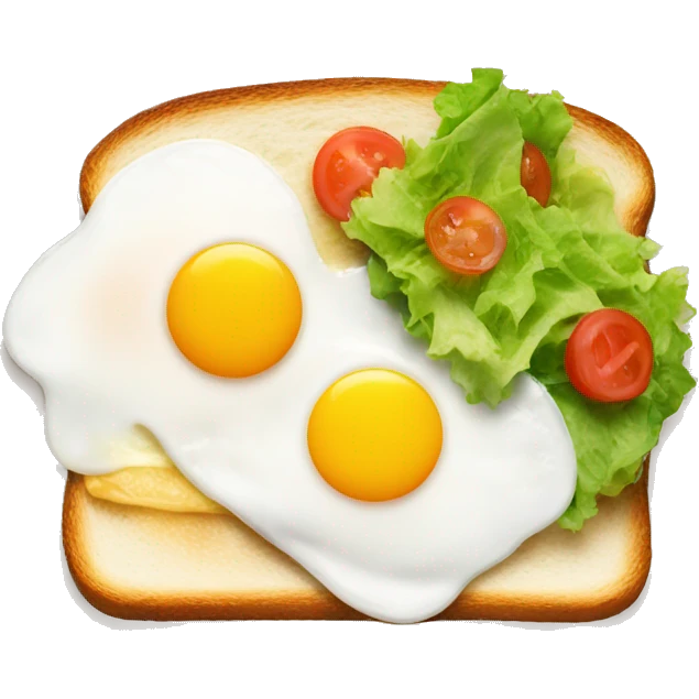 Toast with fried egg and salad emoji