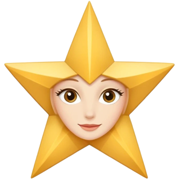 Elegant star mascot illustration inspired by a beauty brand logo, 4-pointed elongated star, sophisticated and minimal flat design, subtle feminine eyelashes, confident soft smile, in hex #250055 emoji