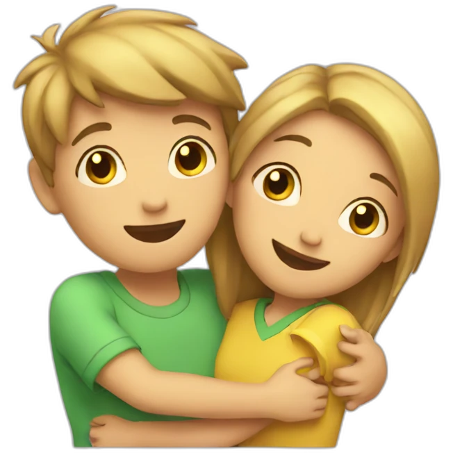 boy and girl hug emoji