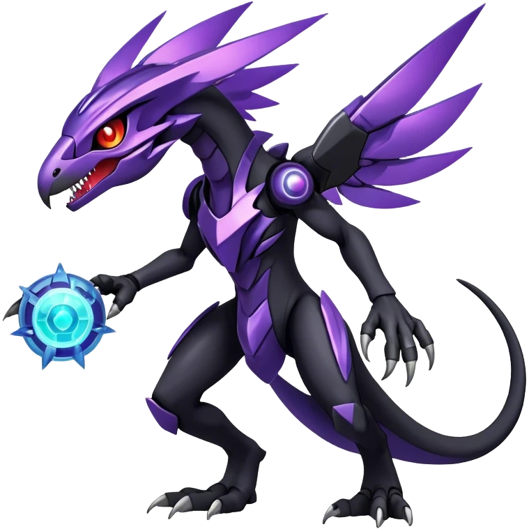 Shiny Dark Evil Nebula Futuristic Fakemon-Pokemon-Digimon-Spectrobes-Raptor-fusion, full body emoji
