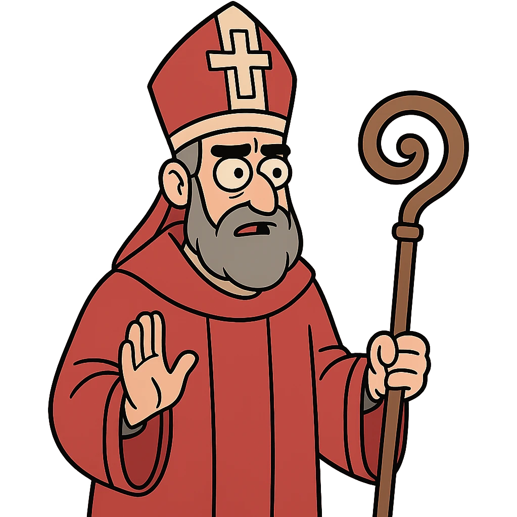 flat toon style bishop dressed in red emoji