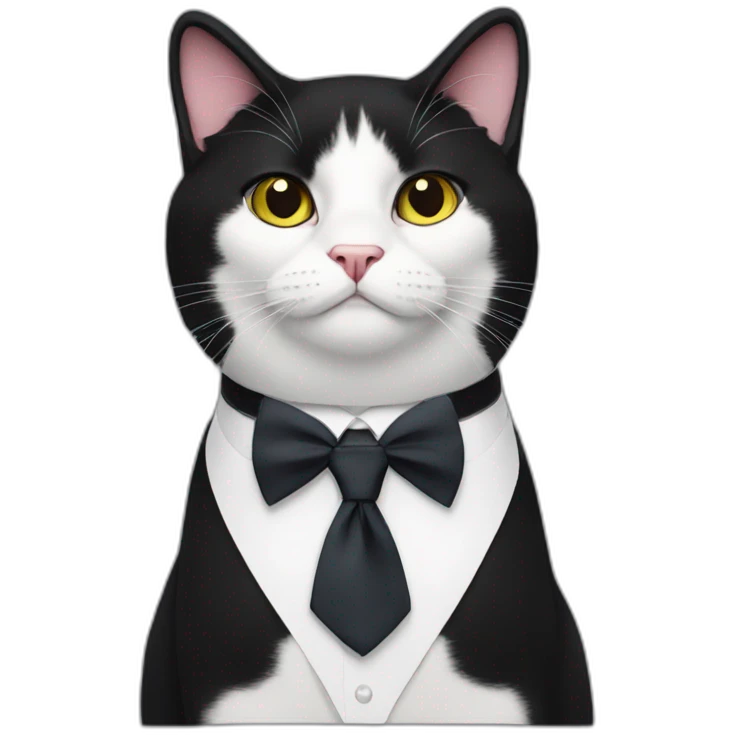 Tuxedo cat in tie, lot of black fur emoji