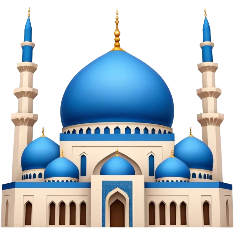 Cinematic Realistic Mohammad Al-Amin Mosque Landmark Emoji, showcasing its striking blue dome, towering minarets, and detailed Arabic calligraphy. emoji