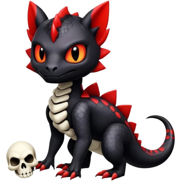 Salandit-Noibat-Litten-Hybrid with a white skull-face (Full body) emoji