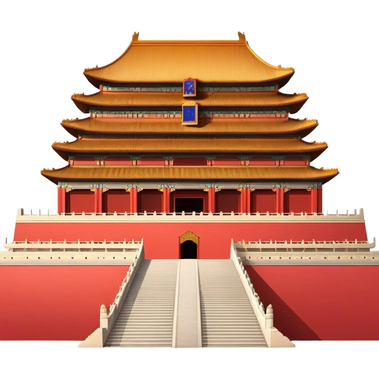 Cinematic Realistic Forbidden City Landmark Emoji, showcasing the imperial palace with iconic red walls and golden roofs rendered with rich textures and regal lighting. emoji