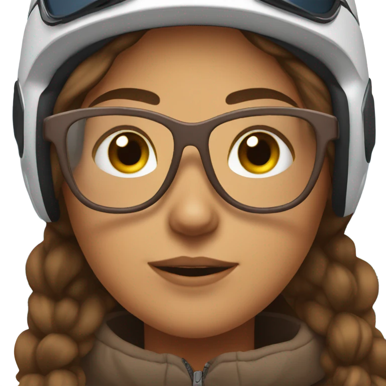 Brown haired girl with glasses skiing emoji