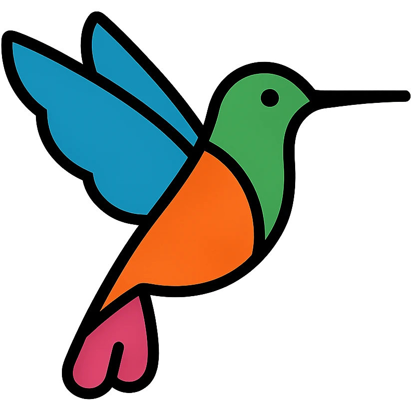 stylized hummingbird, bright colors, simple background emoji