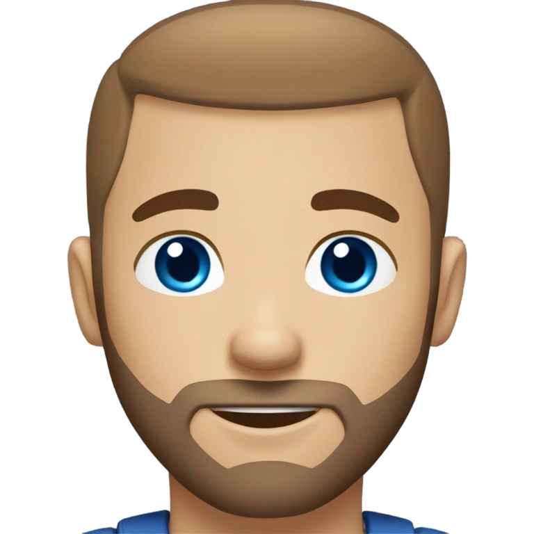 Brown hair blue eyes with buzz cut and beard emoji