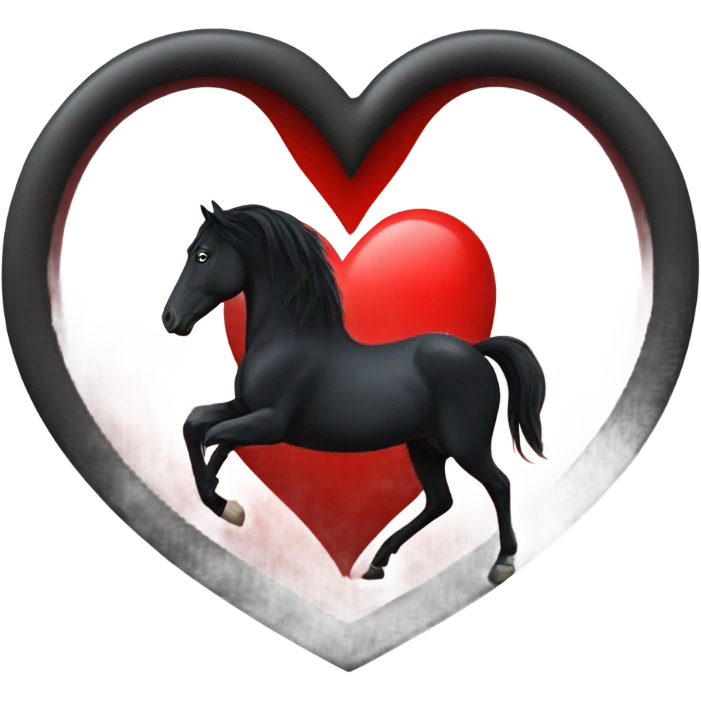 Black Horse centered within a red heart emoji