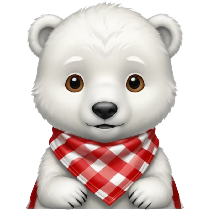 baby polar bear wearing a red and white checkered Neckerchief emoji