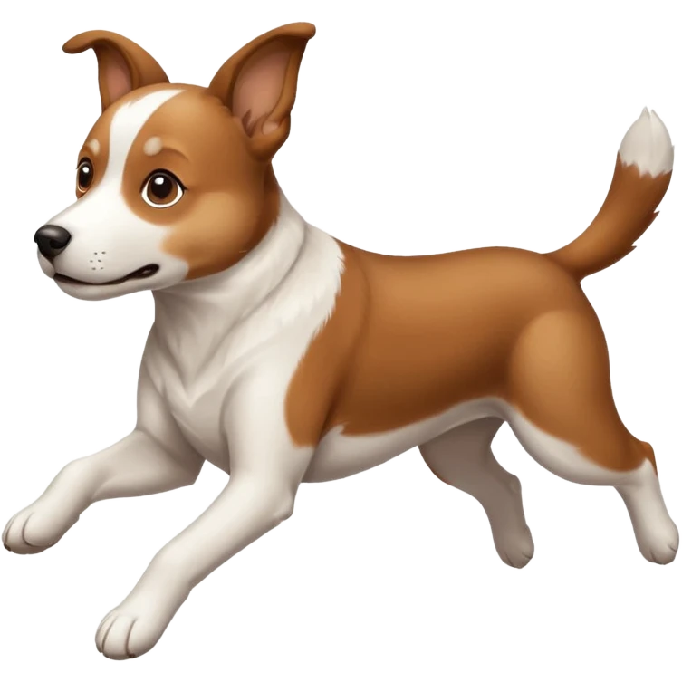 Brown and white dog jumping emoji