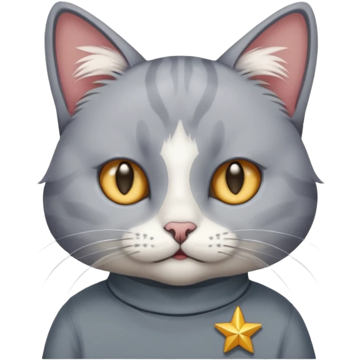 A cat with star eyes wearing a gray shirt emoji