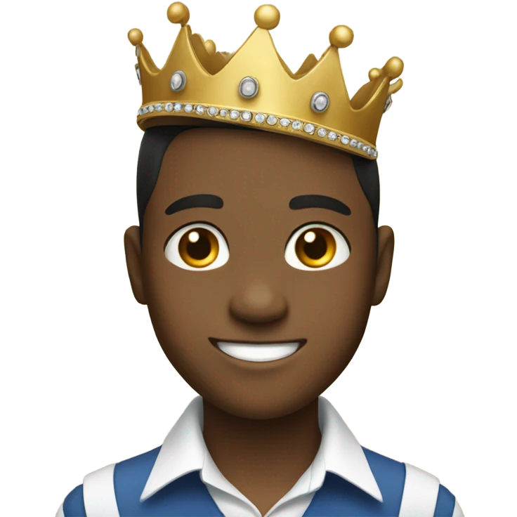 smiling boy in formal attire with crown emoji