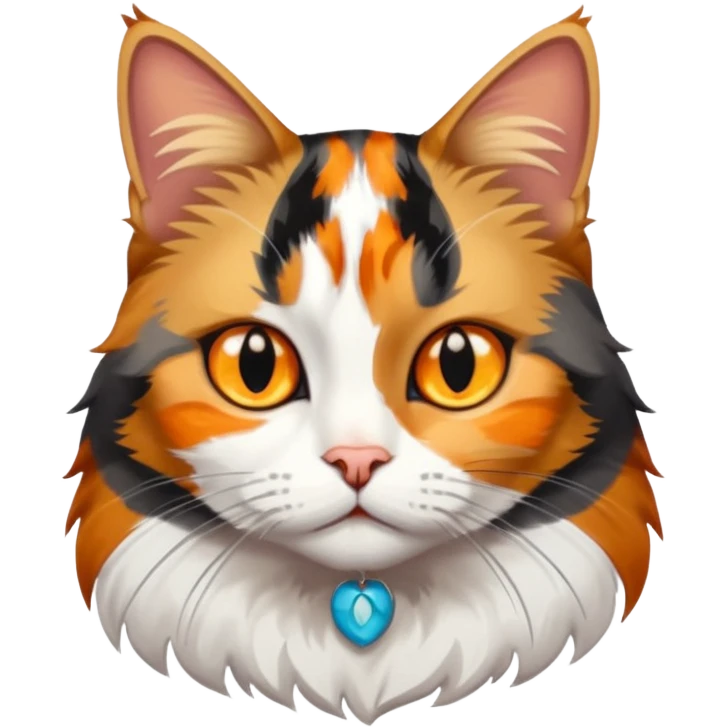 full body anxious looking colourful light calico tabby cat with hazel eyes emoji