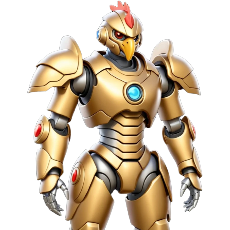 Mecha battle chicken humanoid creature but more human than chicken emoji