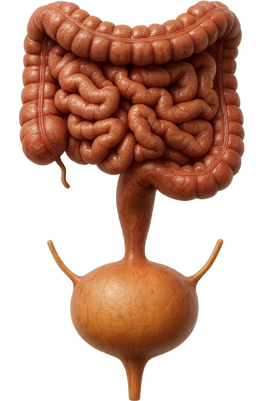 intestino e vescica solo collegati verticalmente, iperrealistico 4k emoji