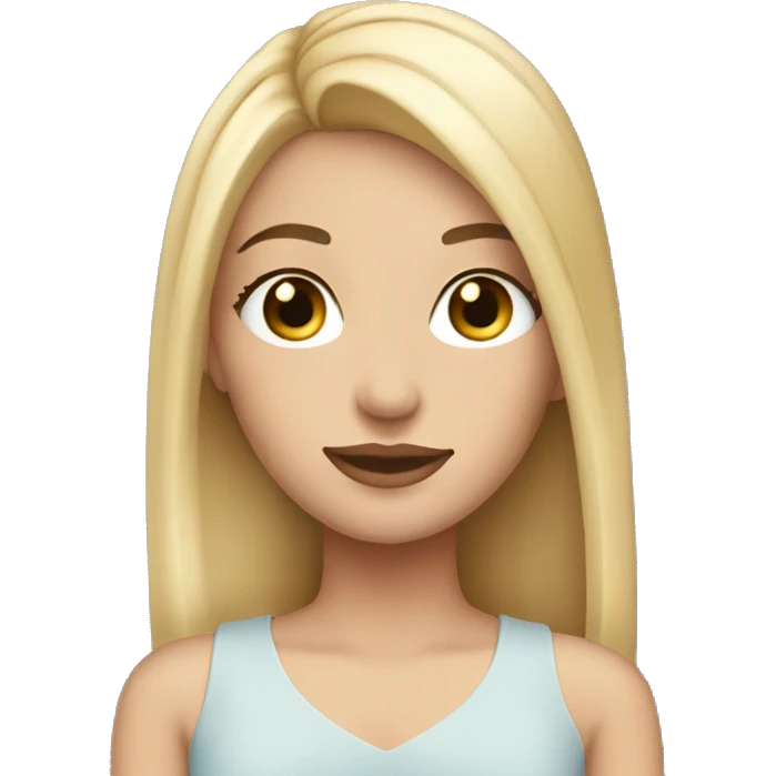 blonde girl with straight hair and a very pretty face. wearing long eyelashes and very subtle makeup  emoji