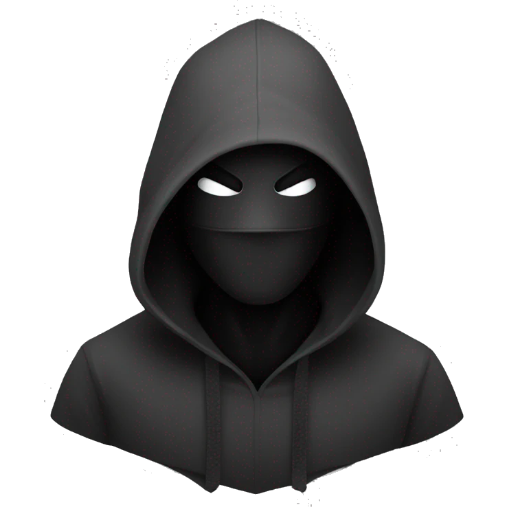 grayscale black mysterious masked hooded man emoji