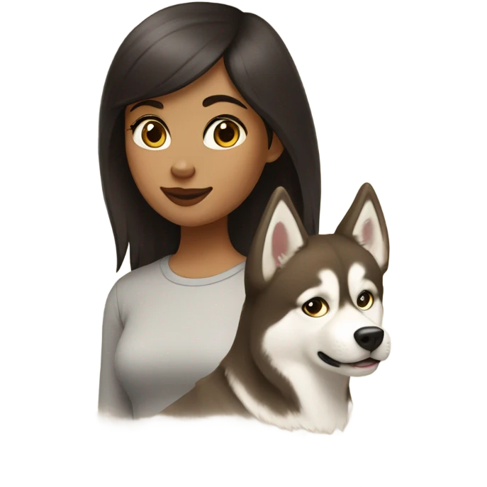 A girl Dark brown  hair next to a light dorée  Husky emoji