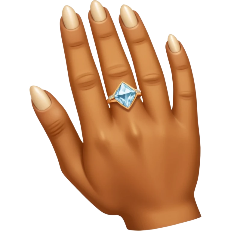 Caramel right hand with diamond ring on rong finger emoji