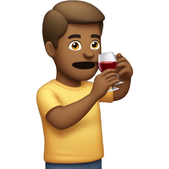 Guy drinking wines and eating cheeseburger  emoji