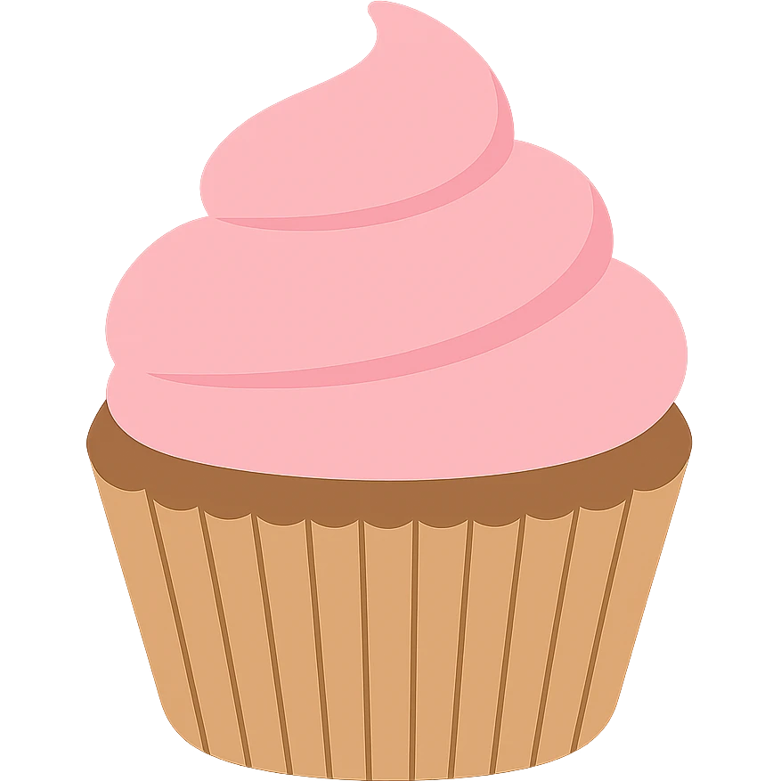 flat design style cupcake with pink icing emoji