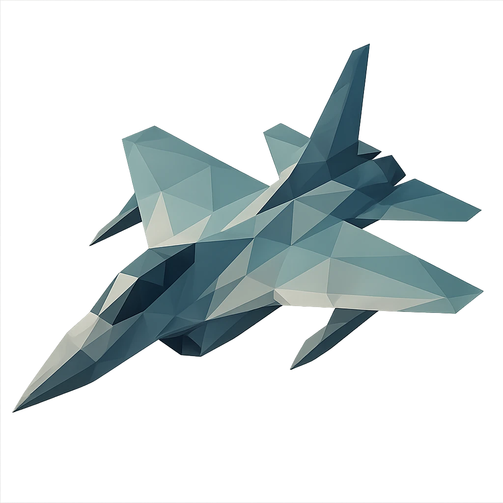 low-poly polygonal style fighter jet emoji