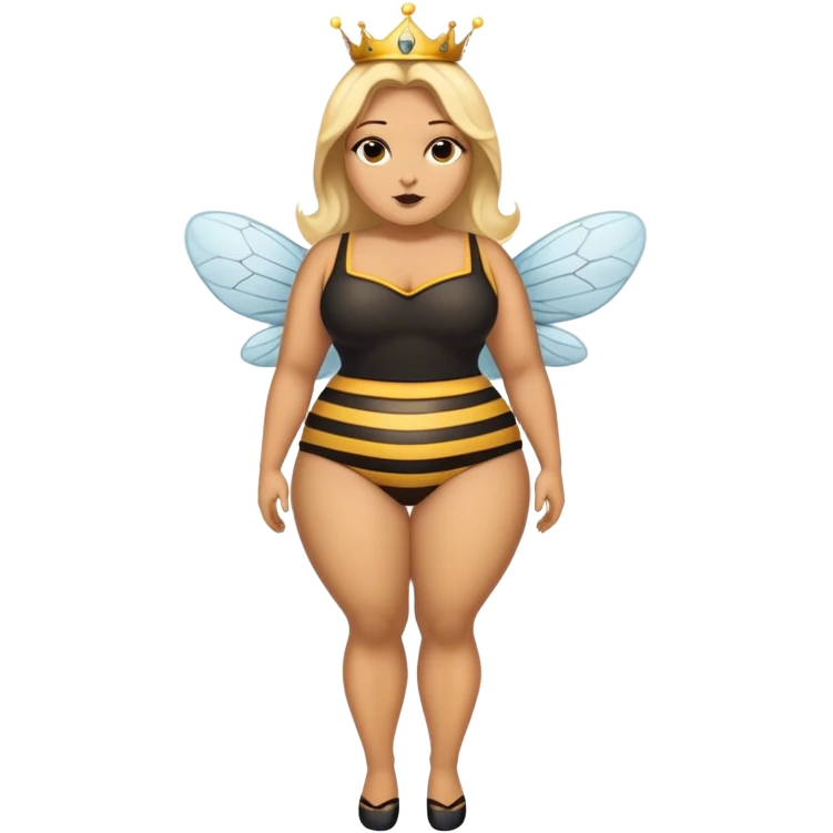 full body Plus size blonde lesbian queen bee with mole on left chin emoji