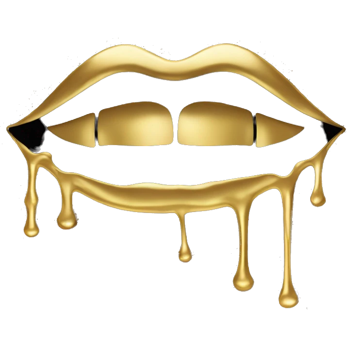 One pair of black lips with gold drip  emoji