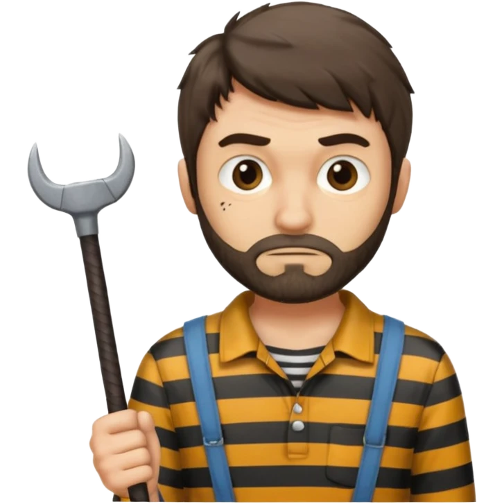 Thief with crowbar and striped shirt emoji