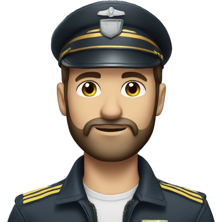 Brunette bearded Pilot with grey eyes emoji