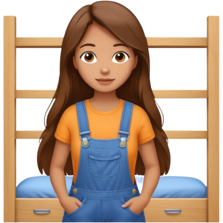 beautiful girl with long brown hair constructing new bedroom emoji