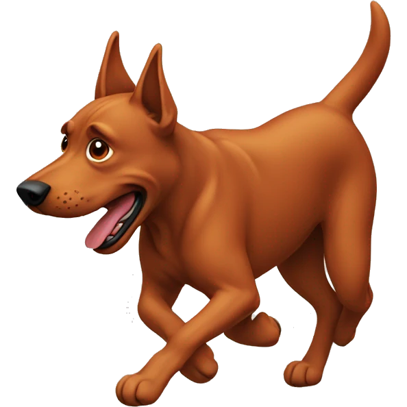 solid red dog with pointed ears running emoji