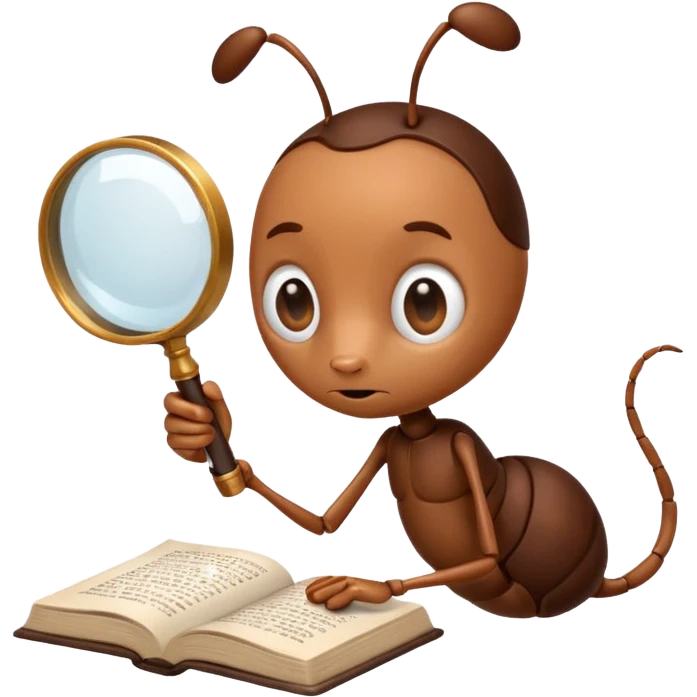 ant reading book emoji