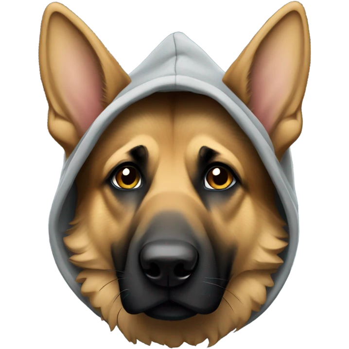 german shepherd wearing a hoodie emoji