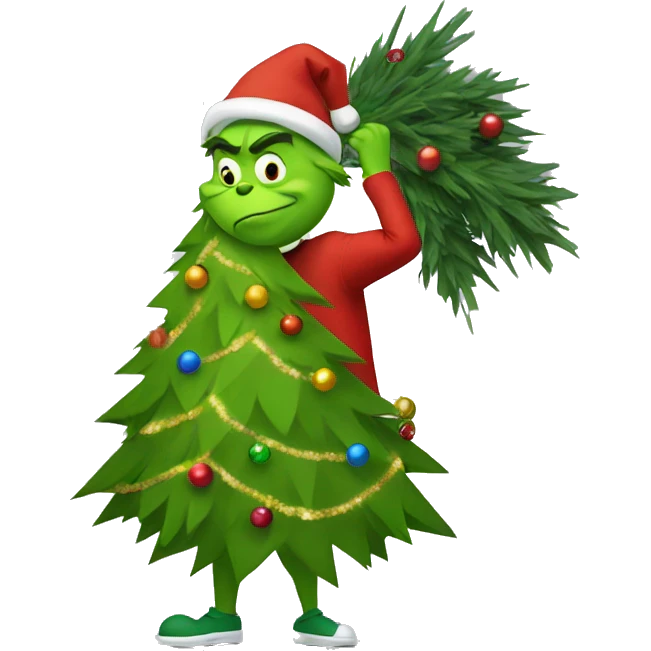 Grinch stealing Christmas tree emoji