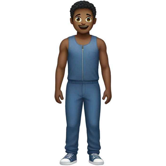 Shirtless boy in jumpsuit  emoji
