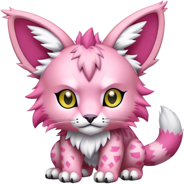 A pink lynx-fakemon-Digimon-creature-hybrid emoji