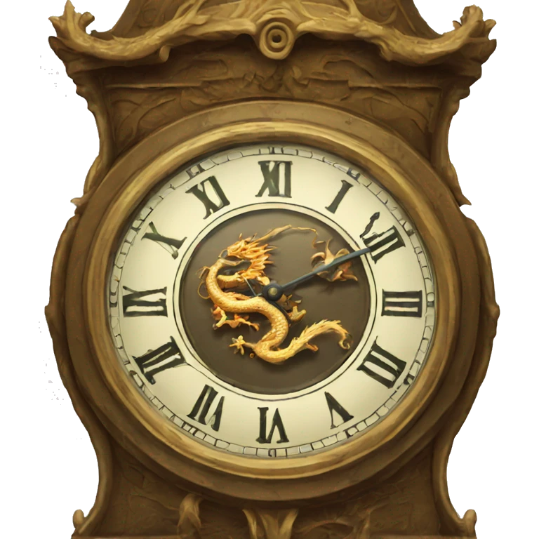 Antique clock with dragon on edge emoji