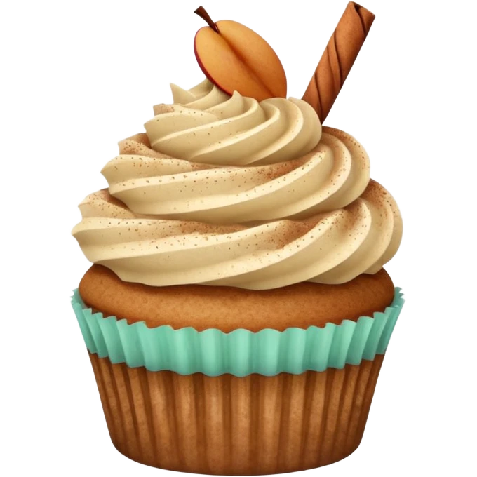 cupcake with cinnamon chai dust and apple on top emoji