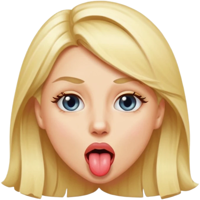 The blonde woman stuck her tongue out and her eyes were naked. emoji