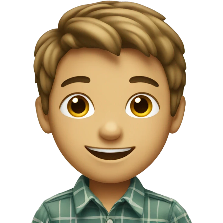 smiling boy in plaid shirt emoji