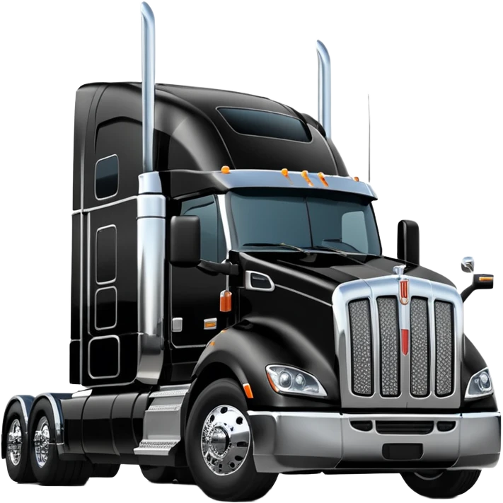 2026 Black Kenworth T680 Flat Top Semi Sleeper longer cab with stacks make realistic emoji