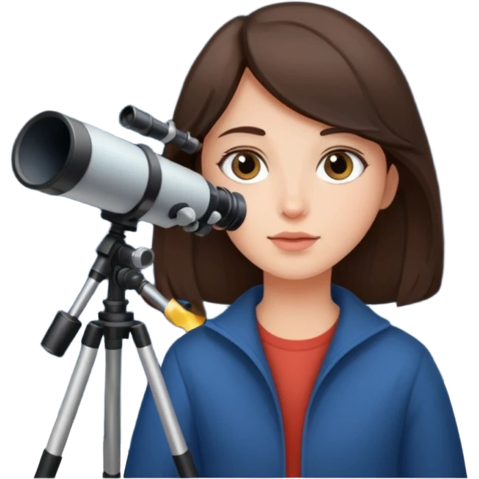 brunette person stargazing with a telescope emoji