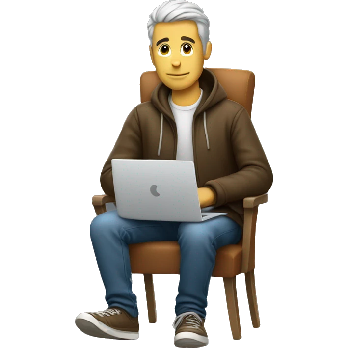 guy sitting with laptop stresst emoji