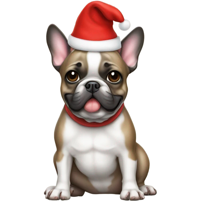 French Bulldog with a Santa hat emoji