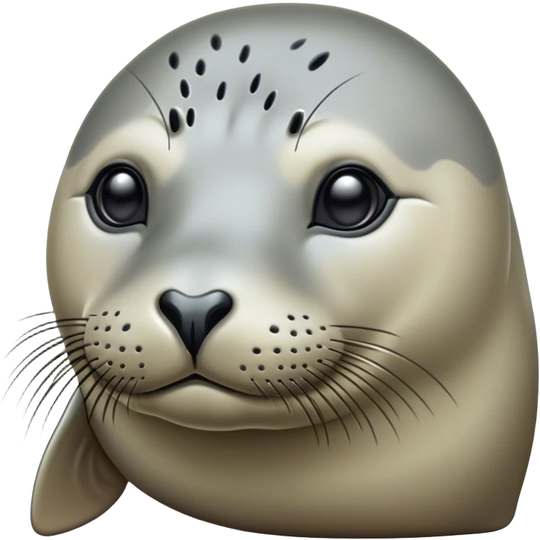 Cinematic Noble harbour seal Portrait Emoji, Poised and streamlined, with a sleek, smooth body of glossy, muted hues and expressive, dark eyes complemented by a rounded, agile head, Simplified yet sharp and sophisticated features, highly detailed, glowing with a soft, maritime luminescence, high shine, intelligent and graceful, stylized with an air of coastal authority, focused and alert, soft glowing outline, capturing the essence of a watchful marine guardian that appears ready to glide out of the screen with effortless authority! emoji